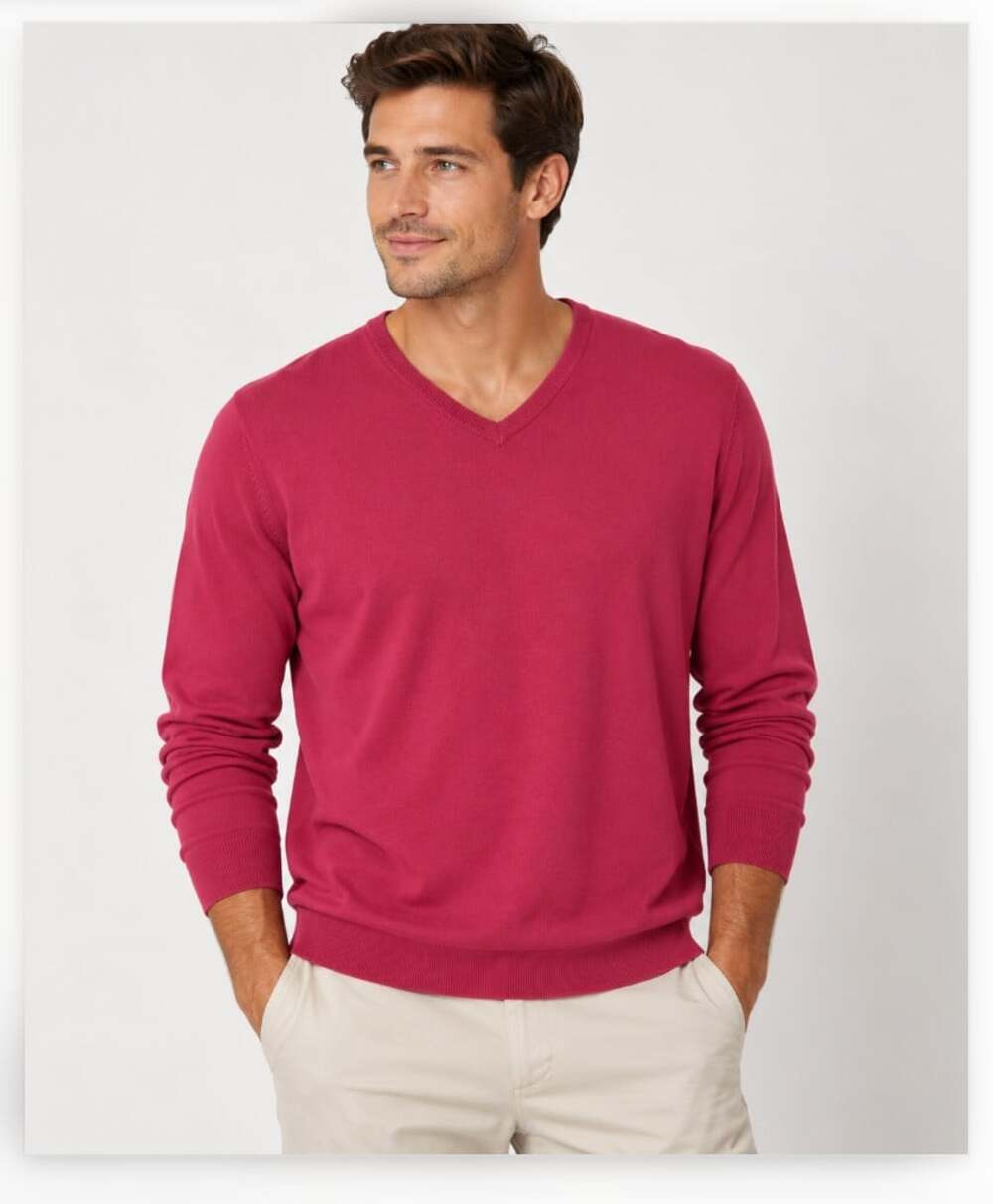 Greyson Sweater Mens XL Pink Merino Wool Nylon V Neck Lightweight Knit Pullover